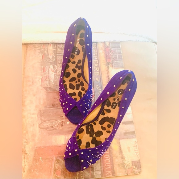 Gianni Bini Studded Purple Suede Heels - Picture 8 of 9